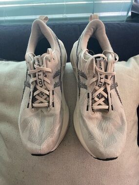 Asics Light Beige and Black Lightweight Running Shoes